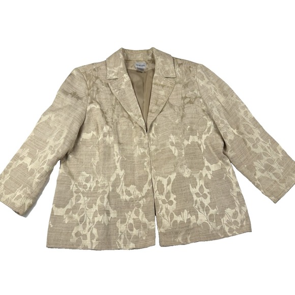 Chico's Blazer Jacket Floral Jacquard Gold Women's Size Large Lightweight Career - Picture 2 of 8
